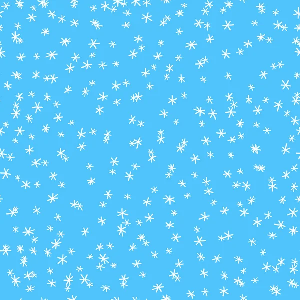 Padrão sem costura de inverno com flocos de neve brancos no fundo azul. Ilustração vetorial para tecido, papel de parede têxtil, cartazes, papel de embrulho de presente. ilustração vetor de Natal. — Vetor de Stock