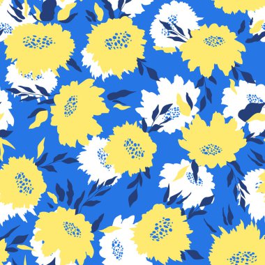 Çiçeksiz, el çizimi gül rengi. Çiçekler ve yapraklarla dolu şirin bir yaz geçmişi var. Modern çiçek kompozisyonları. Duvar kağıdı, poster, kart, kumaş ve tekstil için moda vektör stoku çizimi