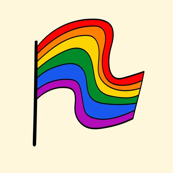 Flagge LGBT, Doodle-Stil. LGBT-Ikone. Template Design, Vektor Illustration. Die Liebe siegt. Geometrische Formen in den Farben des Regenbogens. Bunte Symbole. Schwulensammlung. Banner — Stockvektor