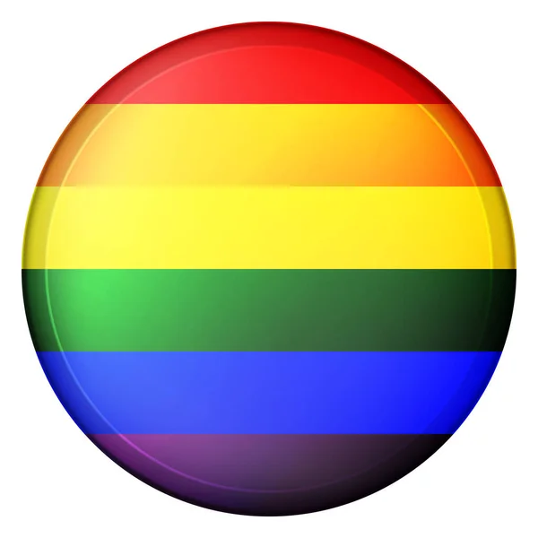 Boule lumineuse en verre avec drapeau LGBT. Sphère ronde, icône modèle. Ballon réaliste brillant, illustration vectorielle abstraite 3D. Autocollant symbole LGBT aux couleurs arc-en-ciel. Gay pride collection — Image vectorielle