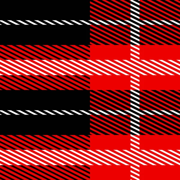 Red and black Scotland textile seamless pattern. Fabric texture check tartan plaid. Abstract geometric background for cloth, card, fabric. Monochrome repeating design. Modern squared ornament — Stock Vector