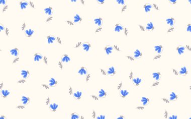 Geleneksel halk sanatları süslerine dayanan kusursuz çiçek desenleri. Işıklı arka planda renkli çiçekler. İskandinav tarzı. İsveç İskandinav tarzı. Vektör çizimi. Basit minimalist desen