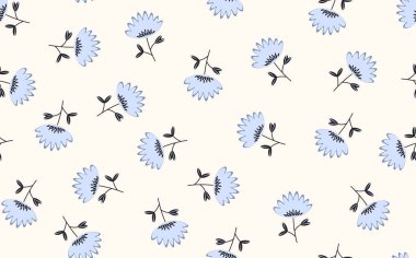 Geleneksel halk sanatları süslerine dayanan kusursuz çiçek desenleri. Işıklı arka planda renkli çiçekler. İskandinav tarzı. İsveç İskandinav tarzı. Vektör çizimi. Basit minimalist desen