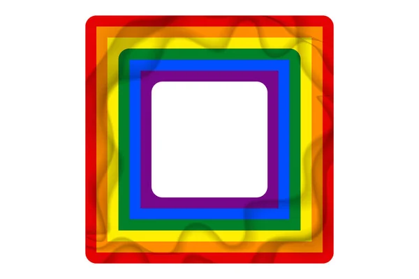 Ícones LGBT bandeira, quadro quadrado. Borda do modelo, ilustração vetorial. O amor ganha. Símbolos LGBT em cores arco-íris. Coleção de orgulho gay. Espaço de cópia — Vetor de Stock