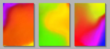 Akışkan sanat. Modern sanat eserleri eğimli arka plan. Renkli boya sıçrama sıvısı karışımı. Soyut holografik doku, gradyan dalgalar. Pankart, el ilanı, kart, kapak, davet için vektör tasarımı