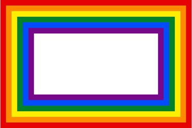 Bayrak LGBT simgesi, kare kare kare. Şablon tasarımı, vektör çizimi. Aşk kazanır. Gökkuşağı renklerinde LGBT sembolü. Eşcinsel gurur koleksiyonu. Boşluğu kopyala