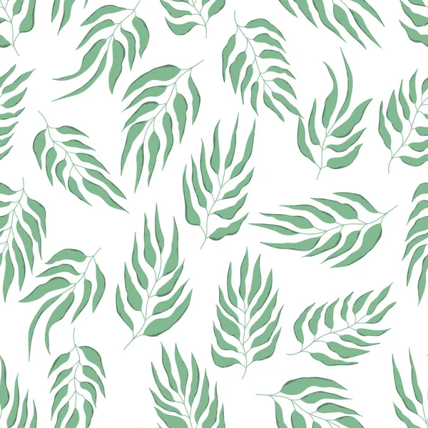 Bloemen naadloos met de hand getekend kleur bladeren. Leuke herfst achtergrond. Tropisch groene takken. Moderne bloemstukken. Fashion vector stock illustratie voor behang, posters, kaart, stof, textiel — Stockvector