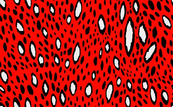 현대의 표범의 거무스름 한 무늬. 동물들은 유행하는 배경이다. 빨간색 과 검정 색 벡터 주식 삽화 인쇄, 카드, 엽서, 직물, 직물. 정형화 된 피부의 현대 의장 식품 — 스톡 벡터