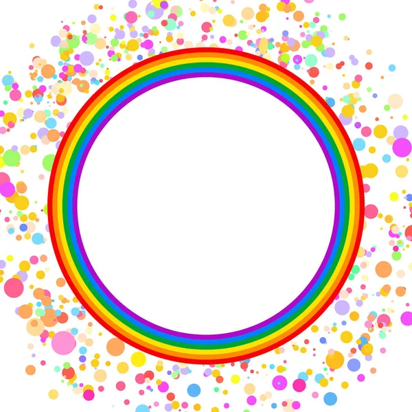 Значок ЛГБТ, круглая рамка с конфетти. Дизайн шаблона, векторная иллюстрация. Любовь побеждает. ЛГБТ-символ в радужных цветах. Коллекция гей-гордости — стоковый вектор
