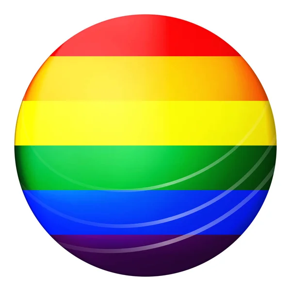 Boule lumineuse en verre avec drapeau LGBT. Sphère ronde, icône modèle. Ballon réaliste brillant, illustration vectorielle abstraite 3D. Autocollant symbole LGBT aux couleurs arc-en-ciel. Gay pride collection — Image vectorielle