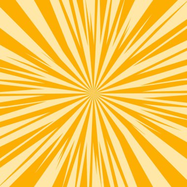Pop Art Radyasyon Renkli Çizgi Roman kapağı. Çizgili turuncu dijital arka plan. Çizgi film komik retro desenli striptiz maketi. Vektör yarım ton çizimi. Güneş patlaması, yıldız patlaması şekli
