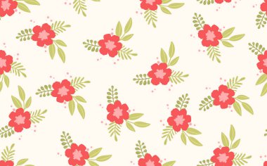 Geleneksel halk sanatları süslerine dayanan kusursuz çiçek desenleri. Işıklı arka planda renkli çiçekler. İskandinav tarzı. İsveç İskandinav tarzı. Vektör çizimi. Basit minimalist desen