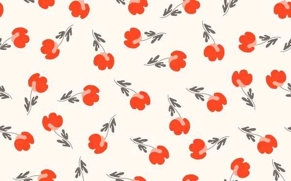 Motif floral sans couture basé sur des ornements d'art populaire traditionnel. Fleurs colorées sur fond clair. Style scandinave. Suède style nordique. Illustration vectorielle. Modèle minimaliste simple — Image vectorielle