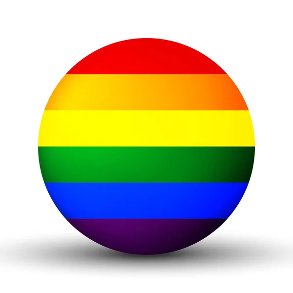 Bola de luz de vidro com bandeira LGBT. Esfera redonda, ícone de modelo. Bola realista brilhante, 3D ilustração vetorial abstrata. Etiqueta de símbolo LGBT em cores do arco-íris. gay orgulho coleção —  Vetores de Stock