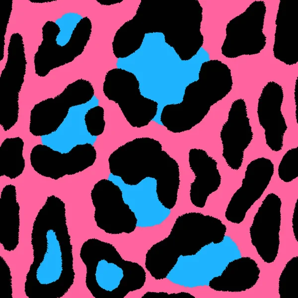 Abstrakt modern leopard sömlös mönster. Djur trendig bakgrund. Rosa och blå dekorativ vektor stock illustration för tryck, kort, vykort, tyg, textil. Modern prydnad av stiliserad hud — Stock vektor