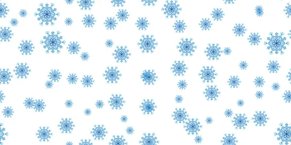 Padrão sem costura de inverno com flocos de neve azuis no fundo branco. Ilustração vetorial para tecido, papel de parede têxtil, cartazes, papel de embrulho de presente. Ilustração vetorial de Natal. Queda de neve — Vetor de Stock