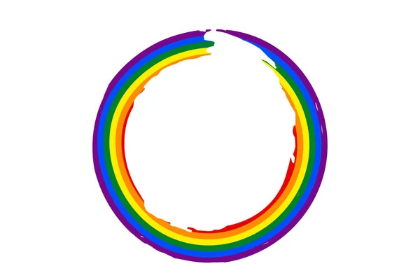 Flag LGBT icon, round frame. Template design, vector illustration. Love wins. LGBT symbol in rainbow colors. Gay pride collection — Stock Vector