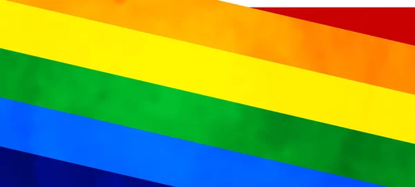 Banner de mês orgulhoso no fundo do arco-íris gradiente. Bandeira LGBT. Desenho do modelo, ilustração vetorial. O amor ganha. Símbolos coloridos. gay orgulho coleção — Vetor de Stock