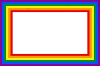 Bayrak LGBT simgesi, kare kare kare. Şablon tasarımı, vektör çizimi. Aşk kazanır. Gökkuşağı renklerinde LGBT sembolü. Eşcinsel gurur koleksiyonu. Boşluğu kopyala