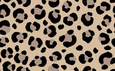 Soyut modern leopar pürüzsüz desen. Hayvanlar modaya uygun arka plan. Baskı, kart, kartpostal, kumaş, tekstil için bej ve beyaz dekoratif vektör stok çizimi. Modern stilize cilt süsü