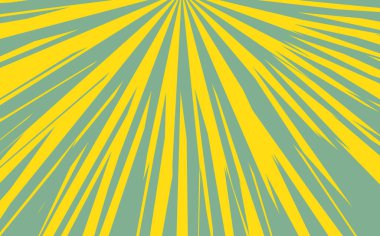 Pop Art Radyasyon Renkli Çizgi Roman kapağı. Çizgili mavi ve sarı dijital arkaplan. Çizgi film komik retro desenli striptiz maketi. Vektör yarım ton çizimi. Yıldız patlaması şekli