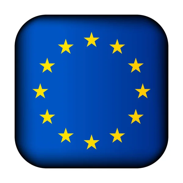 Skleněná kulička s vlajkou Evropské unie. Kulatá koule, ikona šablony. Národní symbol EU. Lesklý realistický míč, 3D abstraktní vektorové ilustrace zvýrazněné na bílém pozadí. Velká bublina — Stockový vektor