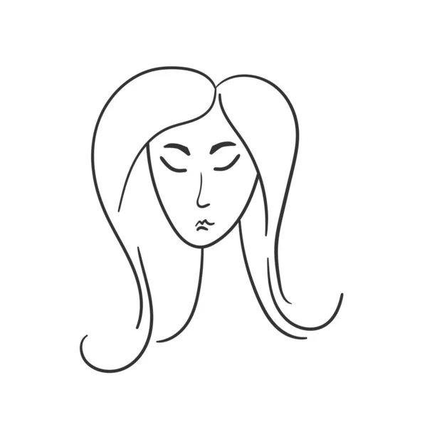 Mulher silhueta linha de arte rosto. Figura feminina elegante, menina de beleza. Estilo de arte de linha. Ilustração vetorial na moda isolada em fundo branco. Gráficos de contorno para design — Vetor de Stock