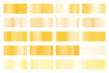 Metalic gradient collection with shiny golden hologram. Holographic foil texture, gold rose, golden gradation. Vector set for frame, ribbon, border, other design