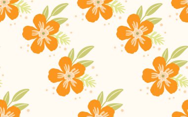 Geleneksel halk sanatları süslerine dayanan kusursuz çiçek desenleri. Işıklı arka planda renkli çiçekler. İskandinav tarzı. İsveç İskandinav tarzı. Vektör çizimi. Basit minimalist desen