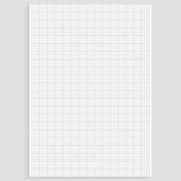 Gitterpapier. Realistisches liniertes Blatt Papier im DIN-A4-Format. Quadratischer Hintergrund mit Farbdiagramm. Geometrische Muster für die Schule, Tapeten, Texturen, Notizbücher. Gefüttert blank auf transparentem Hintergrund — Stockvektor