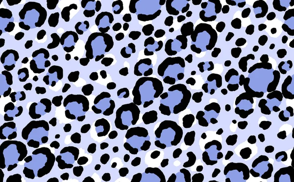 Abstraktes modernes Leopardenmuster. Tiere trendy Hintergrund. Blaue und schwarze dekorative Vektorstockillustration für Druck, Karte, Postkarte, Stoff, Textil. Modernes Ornament stilisierter Haut — Stockvektor