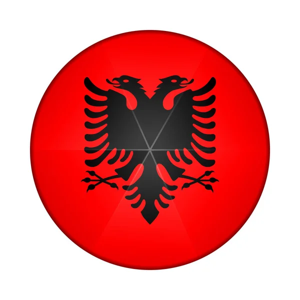 Bola ligera de cristal con bandera de Albania. Esfera redonda, icono de plantilla. Símbolo nacional albanés. Bola realista brillante, ilustración vectorial abstracta 3D resaltada sobre un fondo blanco. Burbuja grande — Vector de stock