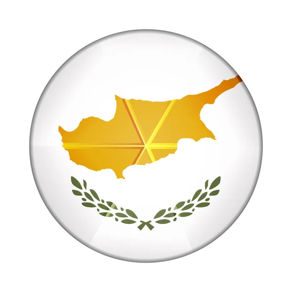带有塞浦路斯国旗的玻璃球。圆形球体，模板图标。国家象征。光滑逼真的球，3D抽象矢量插图突出白色背景。大泡泡 — 图库矢量图片