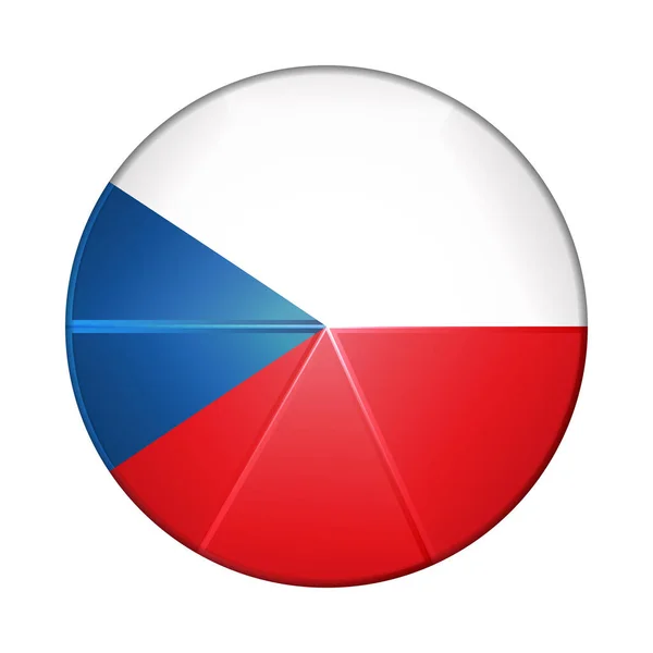 Boule lumineuse en verre avec drapeau de la République tchèque. Sphère ronde, icône modèle. symbole national. Boule réaliste brillante, illustration vectorielle abstraite 3D surlignée sur fond blanc. Grande bulle — Image vectorielle