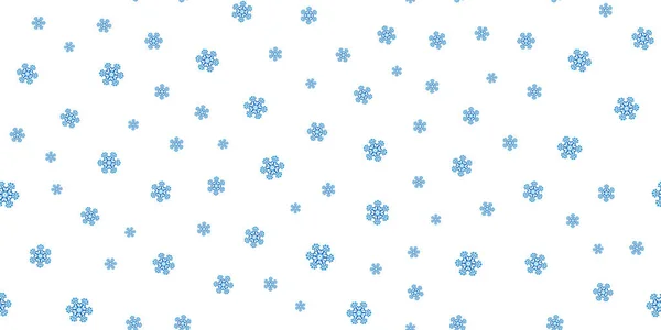 Padrão sem costura de inverno com flocos de neve azuis no fundo branco. Ilustração vetorial para tecido, papel de parede têxtil, cartazes, papel de embrulho de presente. Ilustração vetorial de Natal. Queda de neve — Vetor de Stock