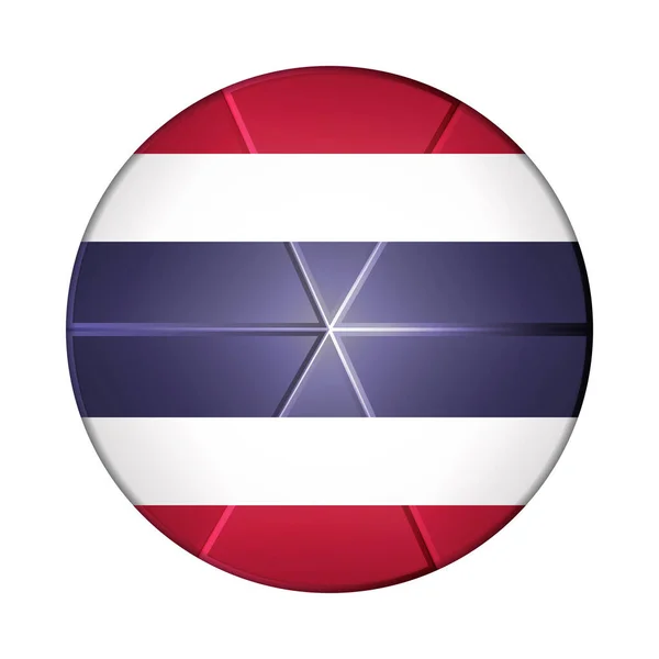 Glazen lichtbal met vlag van Thailand. Ronde bol, sjabloon icoon. Nationaal symbool. Glanzende realistische bal, 3D abstracte vector illustratie gemarkeerd op een witte achtergrond. Grote bubbel — Stockvector