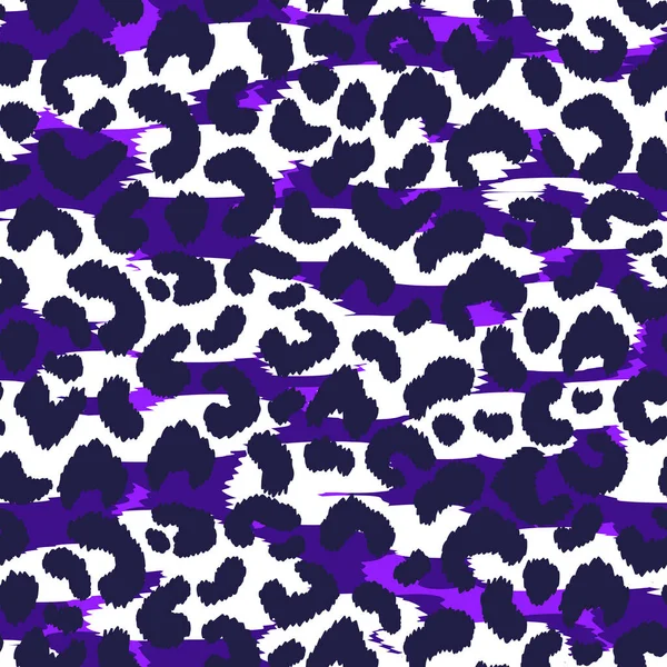 Astratto modello leopardo moderno senza soluzione di continuità. Animali sfondo alla moda. Illustrazione decorativa vettoriale viola e nera per stampa, carta, cartolina, tessuto, tessile. Ornamento moderno di pelle stilizzata — Vettoriale Stock