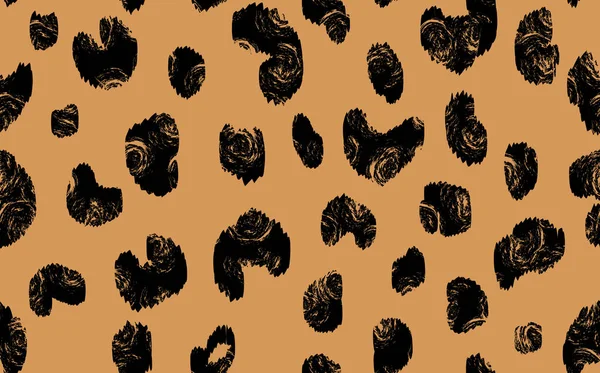 Абстрактный современный леопардовый бесшовный рисунок. Животные модного происхождения. Бежевый и черный векторный инвентарь для печати, открытки, открытки, ткани, текстиля. Современный орнамент стилизованной кожи — стоковый вектор