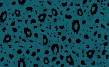 Soyut modern leopar pürüzsüz desen. Hayvanlar modaya uygun arka plan. Baskı, kart, kartpostal, kumaş ve tekstil için yeşil ve siyah dekoratif vektör çizimi. Modern stilize cilt süsü