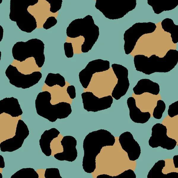 Padrão sem costura de leopardo moderno abstrato. Animais de fundo na moda. Ilustração de estoque vetorial decorativo verde e bege para impressão, cartão, cartão postal, tecido, têxtil. Ornamento moderno de pele estilizada —  Vetores de Stock