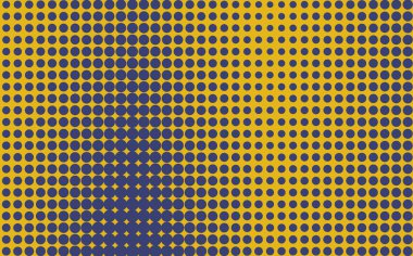 Pop Art yaratıcı konsept renkli çizgi roman dergisi kapağı. Puantiyeli mavi ve sarı arkaplan. Çizgi film yarım ton retro modeli. Poster, kart, satış afişi, boş baloncuk için soyut tasarım