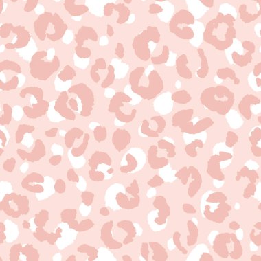 Soyut modern leopar pürüzsüz desen. Hayvanlar modaya uygun arka plan. Baskı, kart, kartpostal, kumaş, tekstil için bej ve beyaz dekoratif vektör stok çizimi. Modern stilize cilt süsü