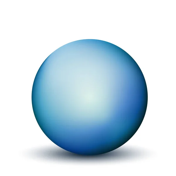 Cam mavi top ya da değerli inci. Parlak gerçekçi top, beyaz arkaplanda işaretlenmiş üç boyutlu soyut vektör çizimi. Gölgeli büyük metal baloncuk — Stok Vektör