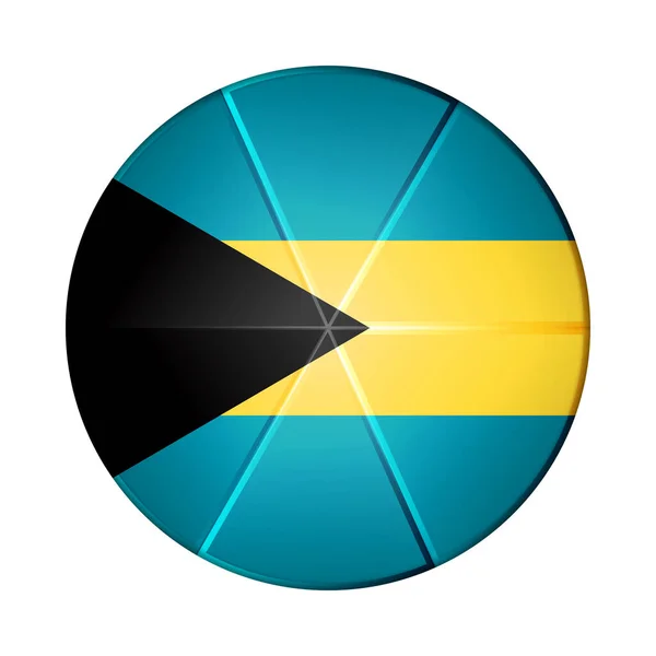 Bola de vidro com bandeira de Bahamas. Esfera redonda, ícone de modelo. Símbolo nacional. Bola realista brilhante, ilustração vetorial abstrata 3D destacada em um fundo branco. Grande bolha. — Vetor de Stock