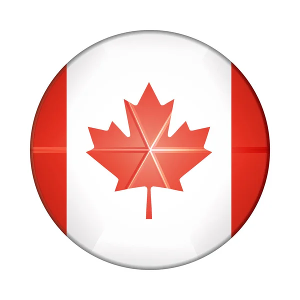Стеклянный шар с флагом Канады. Круглая сфера, иконка шаблона. Канадский национальный символ. Глянцевый реалистичный шар, трехмерная абстрактная векторная иллюстрация на белом фоне. Большой пузырь — стоковый вектор