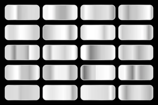 Kolekcja gradientu metalicznego z błyszczącym srebrnym hologramem. Tekstura folii holograficznej, gradacja chromu. Zestaw wektorowy na ramę, wstążkę, obwódkę, okładkę, baner, inny design — Wektor stockowy