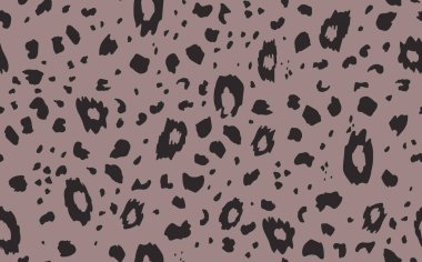 Soyut modern leopar pürüzsüz desen. Hayvanlar modaya uygun arka plan. Baskı, kart, kartpostal, kumaş, tekstil için bej ve siyah dekoratif vektör çizimi. Modern stilize cilt süsü