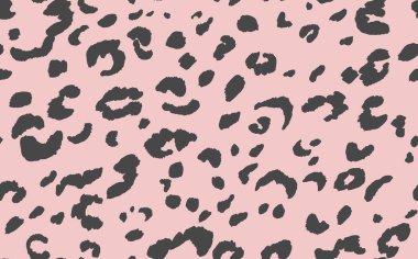 Soyut modern leopar pürüzsüz desen. Hayvanlar modaya uygun arka plan. Baskı, kart, kartpostal, kumaş, tekstil için bej ve siyah dekoratif vektör çizimi. Modern stilize cilt süsü