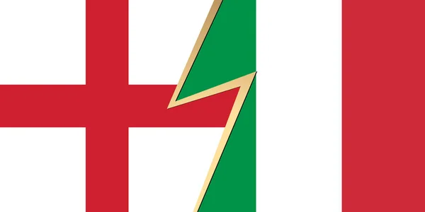 Flag of England and Italy flag. Squared pattern, template icon. Two vector flags English and Italian national symbol. 3D abstract vector illustration of relationship or confrontation — Vetor de Stock