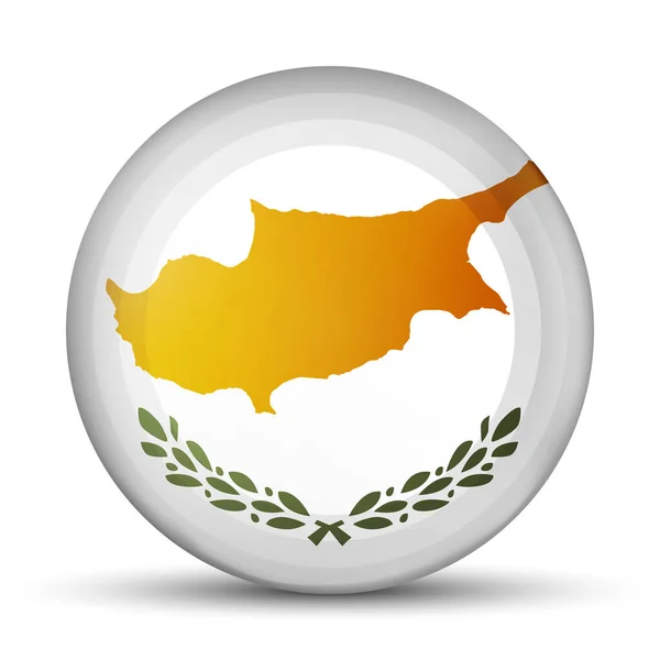 带有塞浦路斯国旗的玻璃球。圆形球体，模板图标。国家象征。光滑逼真的球，3D抽象矢量插图突出白色背景。大泡泡 — 图库矢量图片